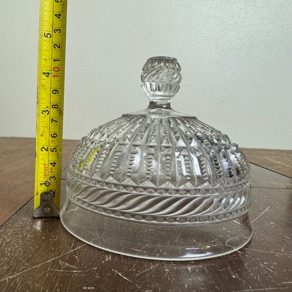 Vintage Antique Glass Crystal Pressed Molded Glass Dome Butter Dish Cover - Picture 6 of 9
